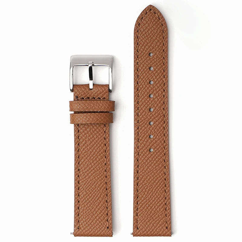 Classic Textured Leather Strap with Quick Release Pin Buckle Light Brown