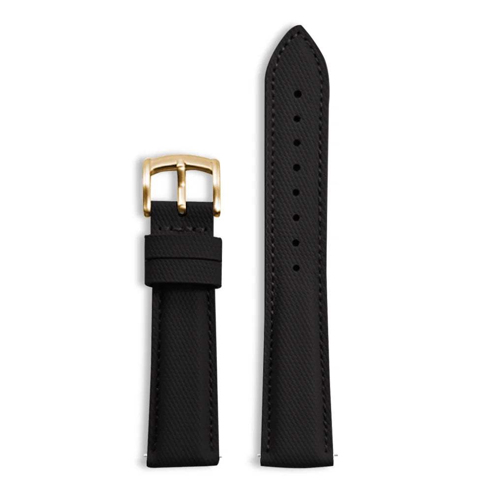 Classic Nylon Watch Strap with Quick Release Black with Gold Buckle
