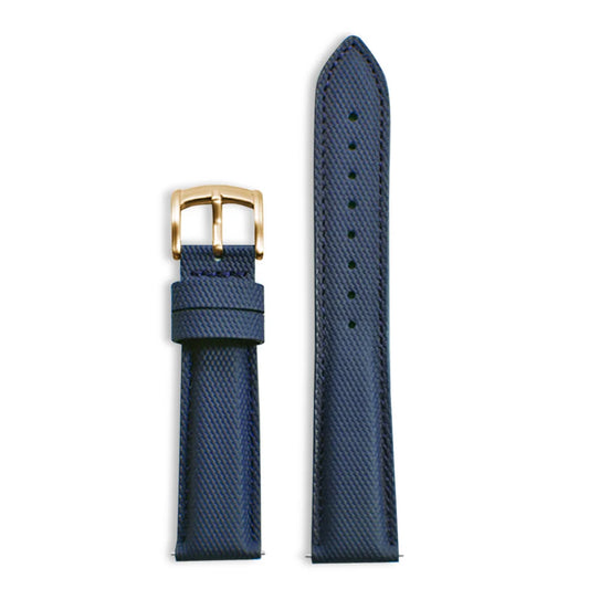 Classic Nylon Watch Strap with Quick Release Dark Blue with Gold Buckle