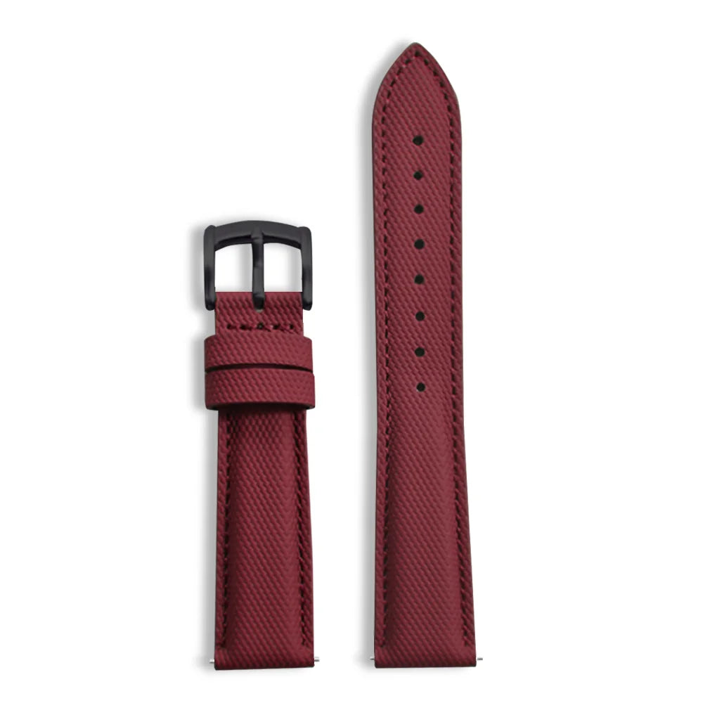 Classic Nylon Watch Strap with Quick Release Deep Burgundy with Black Buckle