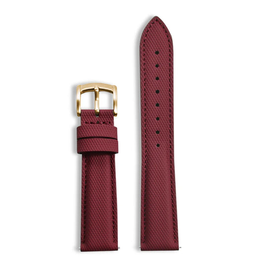 Classic Nylon Watch Strap with Quick Release Deep Burgundy with Gold Buckle