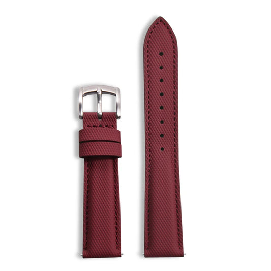 Classic Nylon Watch Strap with Quick Release Deep Burgundy with Silver Buckle