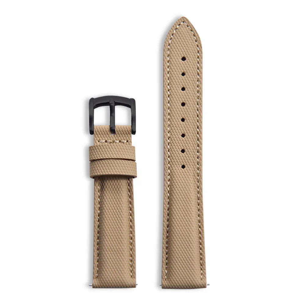 Classic Nylon Watch Strap with Quick Release Khaki with Black Buckle
