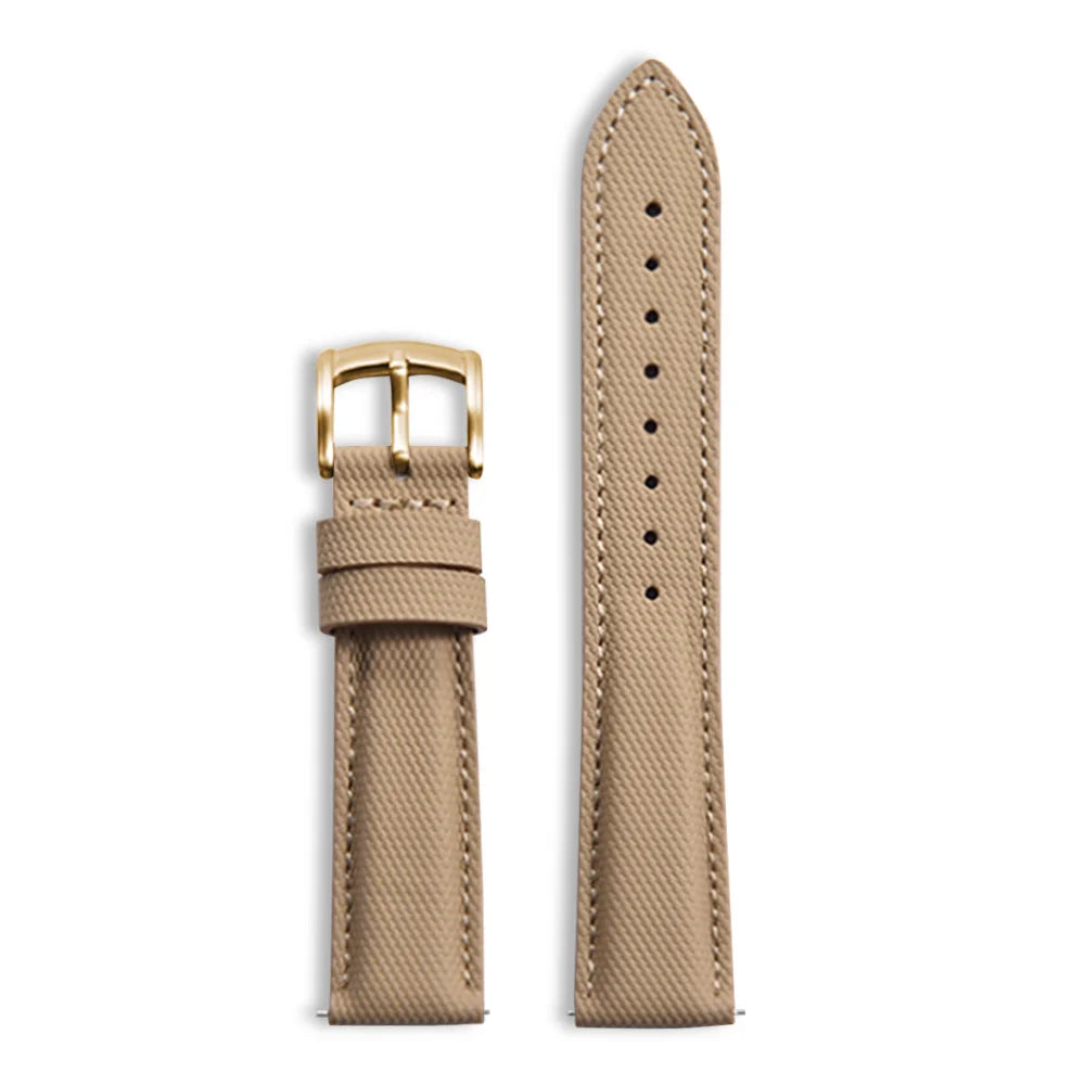Classic Nylon Watch Strap with Quick Release Khaki with Gold Buckle