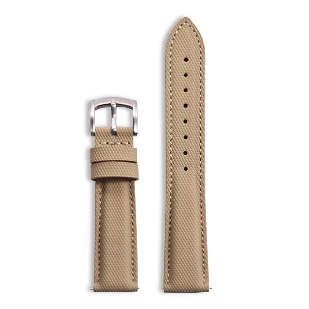 Classic Nylon Watch Strap with Quick Release Khaki with Silver Buckle
