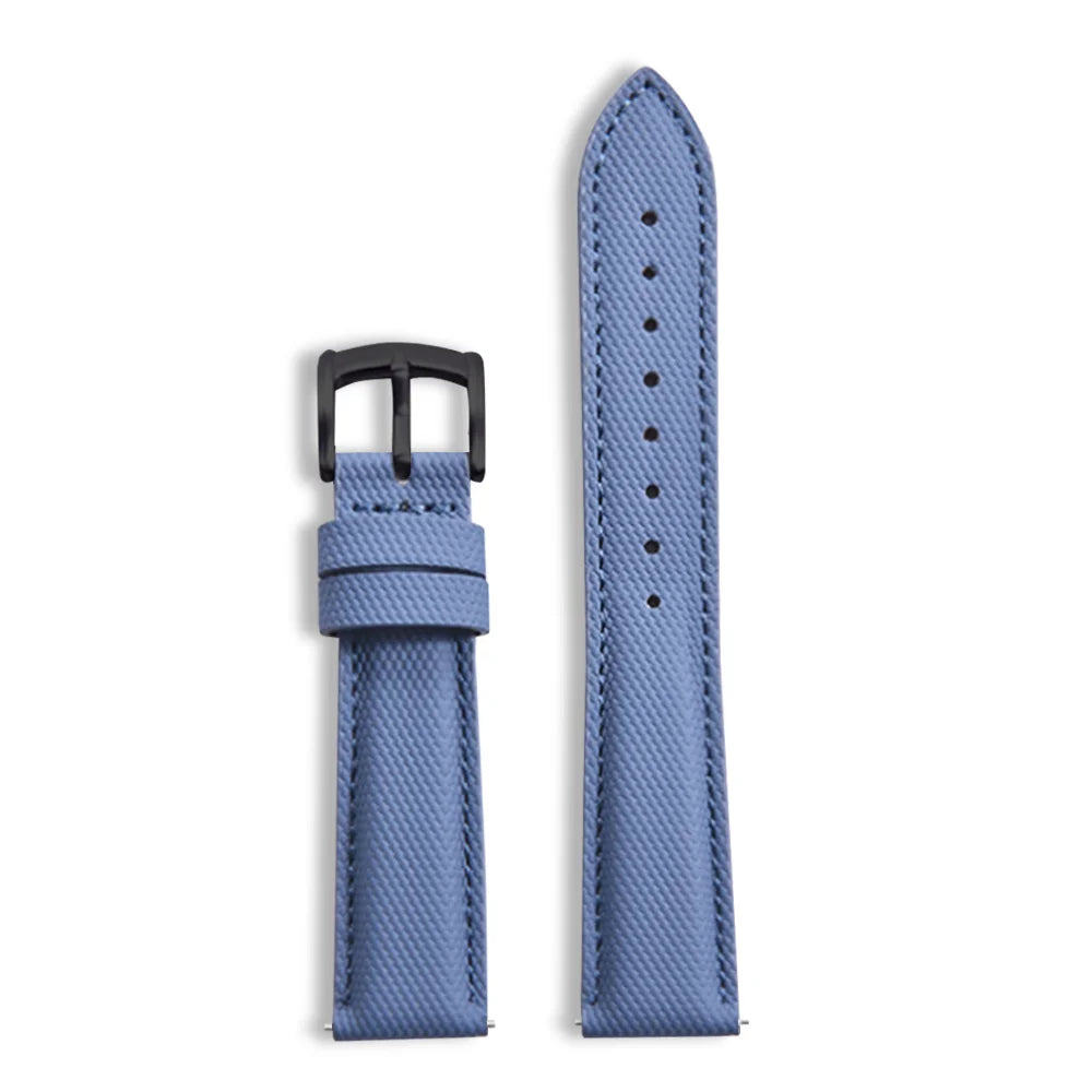 Classic Nylon Watch Strap with Quick Release Light Blue with Black Buckle