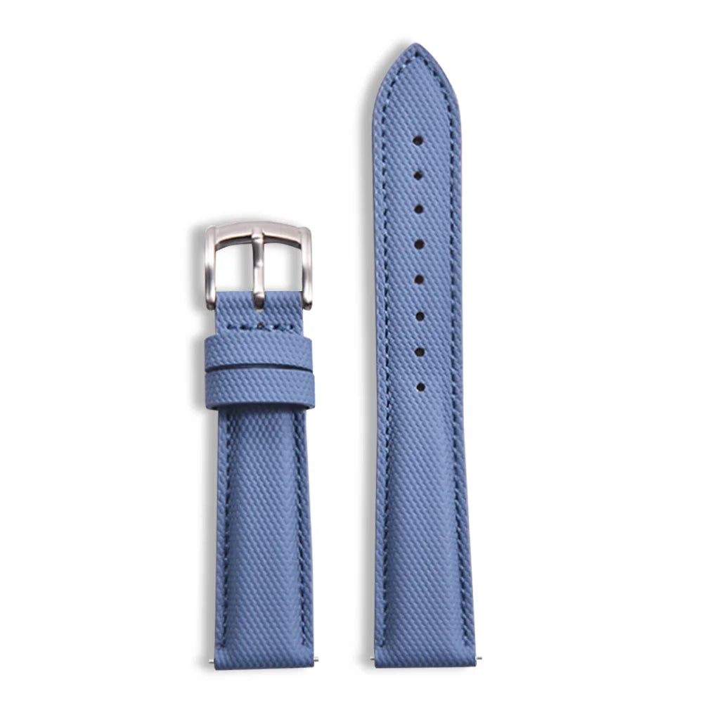 Classic Nylon Watch Strap with Quick Release Light Blue with Silver Buckle
