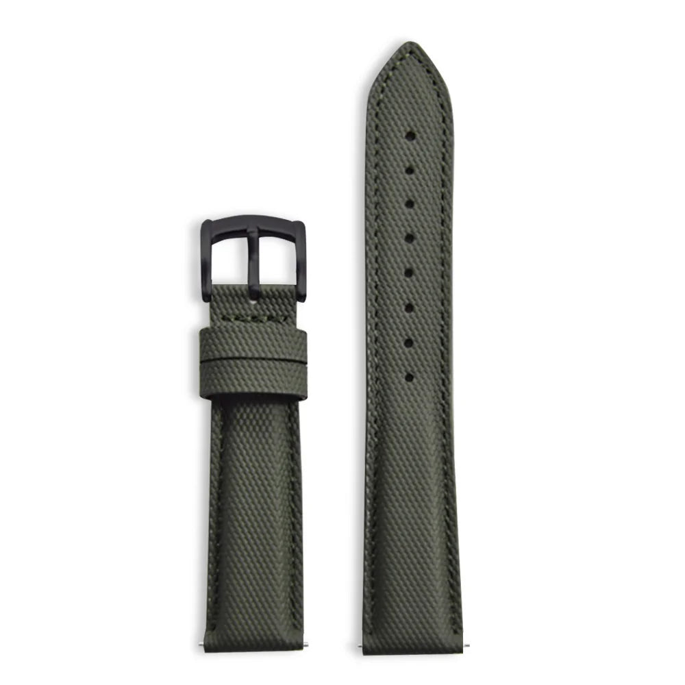 Classic Nylon Watch Strap with Quick Release Olive with Black Buckle