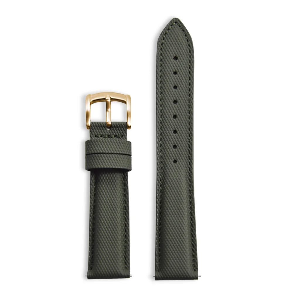 Classic Nylon Watch Strap with Quick Release Olive with Gold Buckle