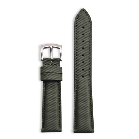 Classic Nylon Watch Strap with Quick Release Olive with Silver Buckle