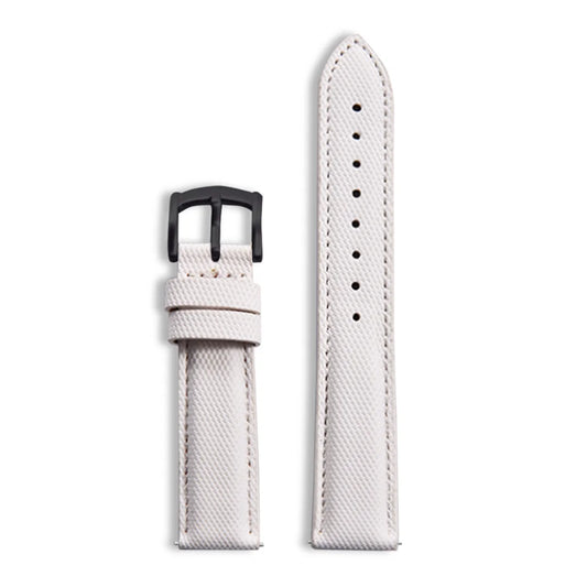 Classic Nylon Watch Strap with Quick Release White with Black Buckle