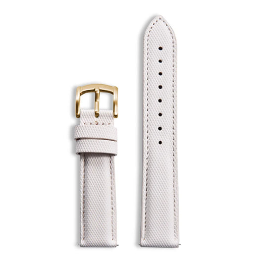 Classic Nylon Watch Strap with Quick Release White with Gold Buckle
