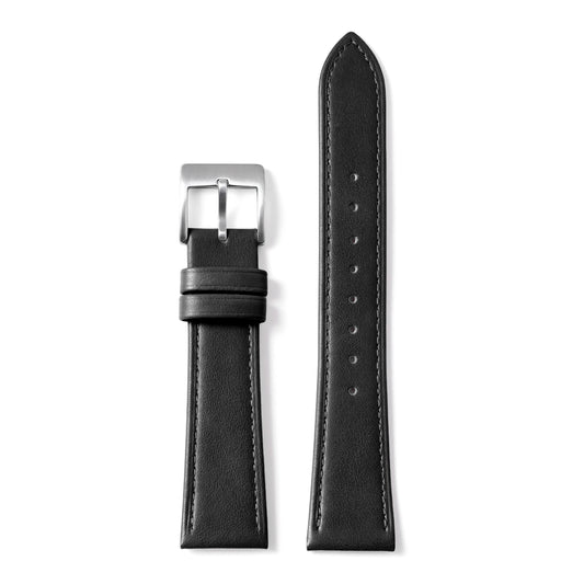 Classic Oil-Waxed Leather Strap with Silver Pin Buckle Black