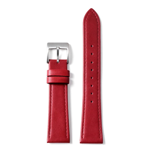 Classic Oil-Waxed Leather Strap with Silver Pin Buckle Red