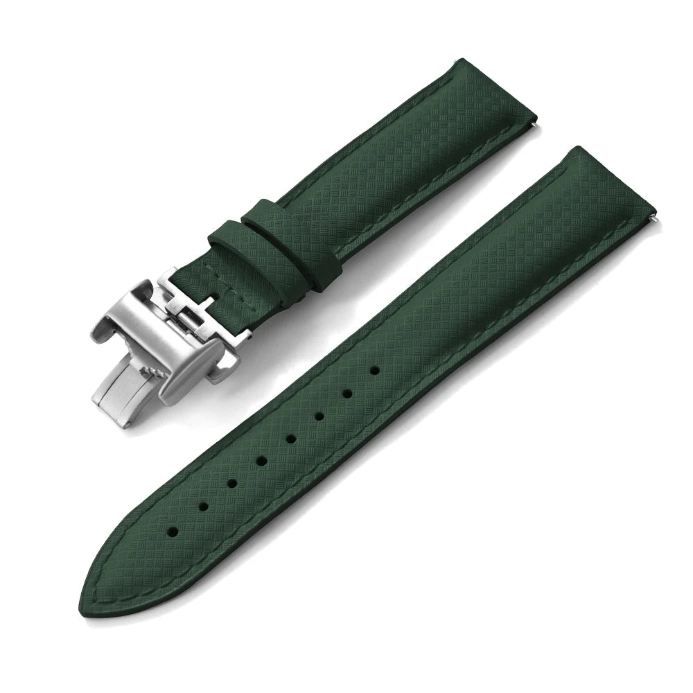 Forrest Green FKM Sailcloth-Style Quick Release Rubber Strap with Silver Deployment Clasp