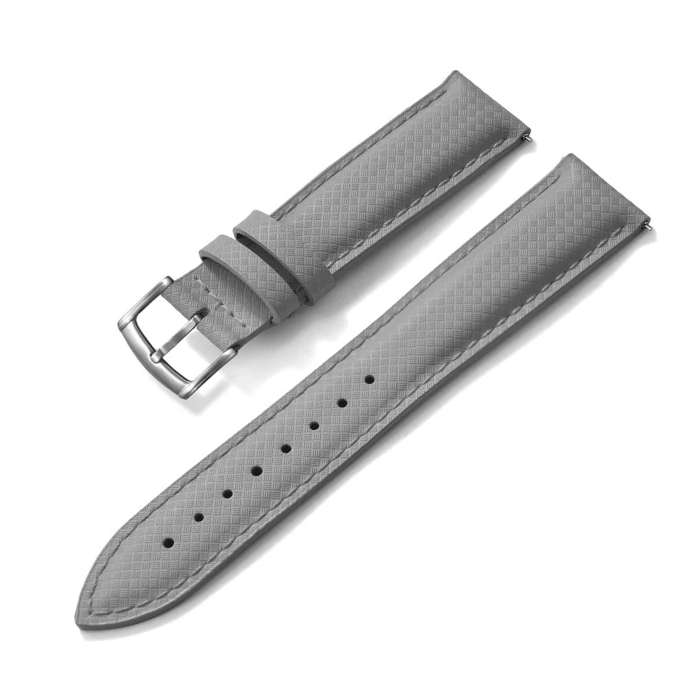 Hybrid FKM Sailcloth Leather and Rubber Gray Strap with Pin Buckle