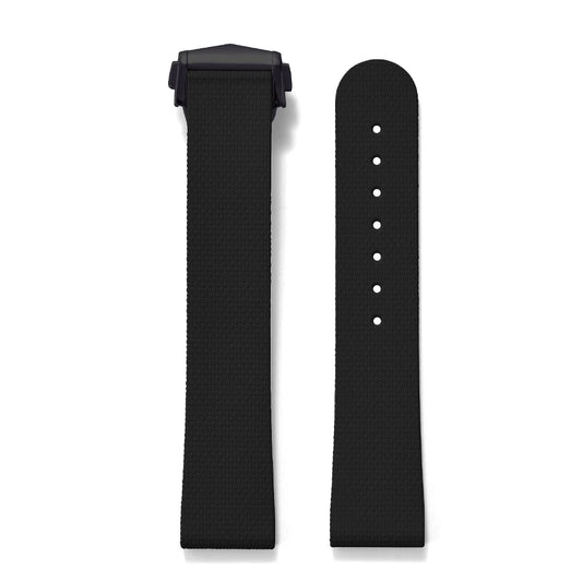 Premium Grade Soft Rubber Strap with Quick Release Deployment Clasp — Palette Colorway Black with Black Buckle