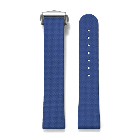 Premium Grade Soft Rubber Strap with Quick Release Deployment Clasp — Palette Colorway Blue with Silver Buckle