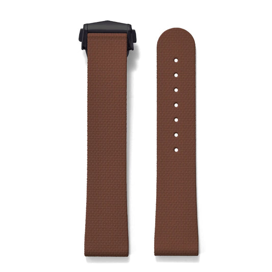 Premium Grade Soft Rubber Strap with Quick Release Deployment Clasp — Palette Colorway Brown with Black Buckle