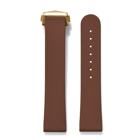 Premium Grade Soft Rubber Strap with Quick Release Deployment Clasp — Palette Colorway Brown with Gold Buckle