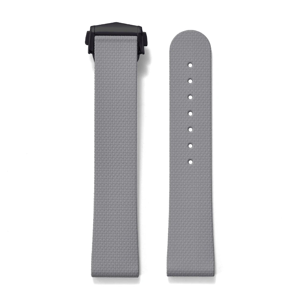 Premium Grade Soft Rubber Strap with Quick Release Deployment Clasp — Palette Colorway Gray with Black Buckle