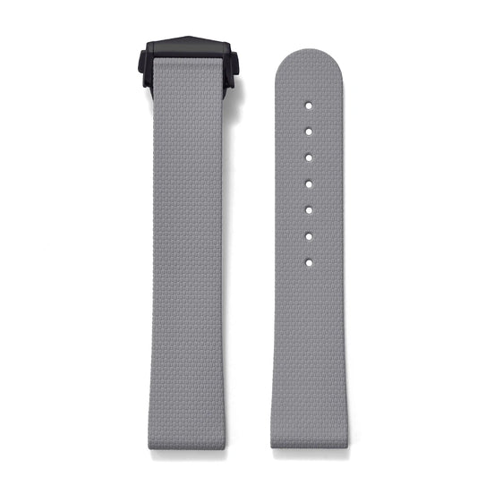 Premium Grade Soft Rubber Strap with Quick Release Deployment Clasp — Palette Colorway Gray with Black Buckle