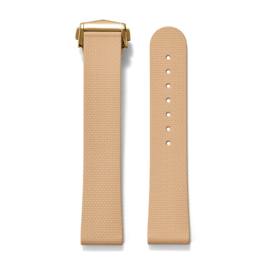 Premium Grade Soft Rubber Strap with Quick Release Deployment Clasp — Palette Colorway Khaki with Gold Buckle