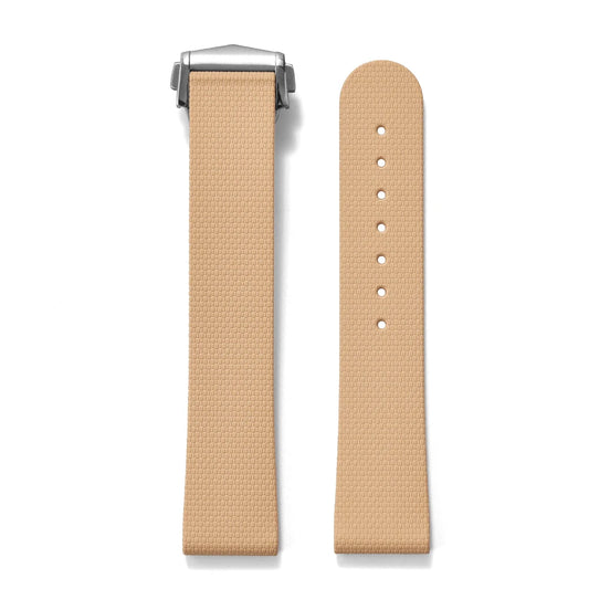 Premium Grade Soft Rubber Strap with Quick Release Deployment Clasp — Palette Colorway Khaki with Silver Buckle