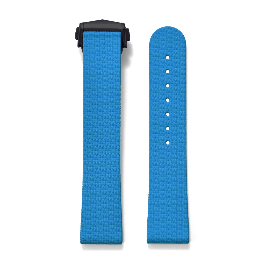 Premium Grade Soft Rubber Strap with Quick Release Deployment Clasp — Palette Colorway Light Blue with Black Buckle