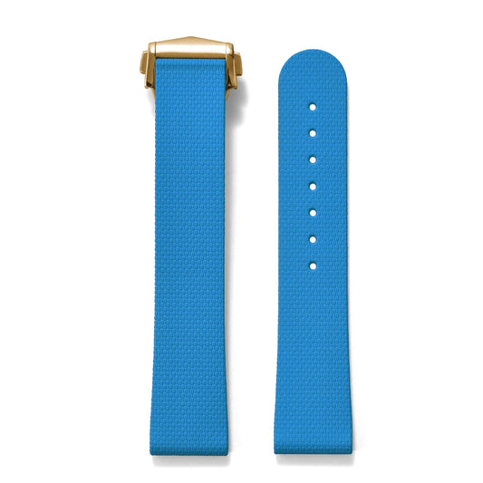Premium Grade Soft Rubber Strap with Quick Release Deployment Clasp — Palette Colorway Light Blue with Gold Buckle