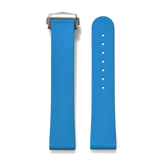 Premium Grade Soft Rubber Strap with Quick Release Deployment Clasp — Palette Colorway Light Blue with Silver Buckle