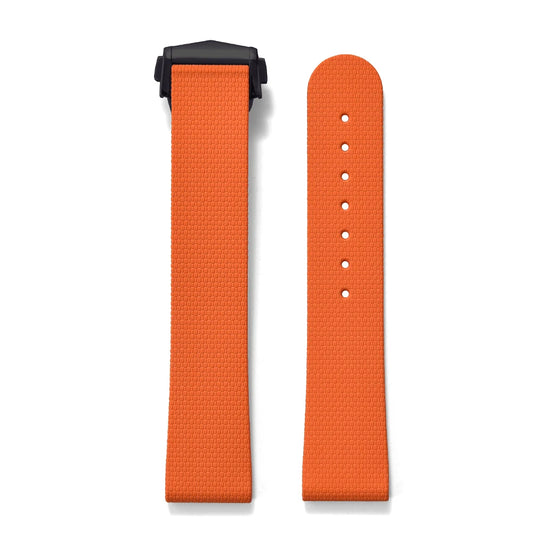Premium Grade Soft Rubber Strap with Quick Release Deployment Clasp — Palette Colorway Orange with Black Buckle