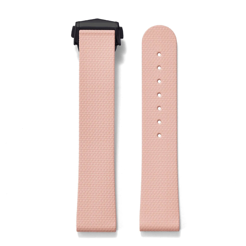 Premium Grade Soft Rubber Strap with Quick Release Deployment Clasp — Palette Colorway Pink with Black Buckle