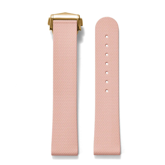 Premium Grade Soft Rubber Strap with Quick Release Deployment Clasp — Palette Colorway Pink with Gold Buckle