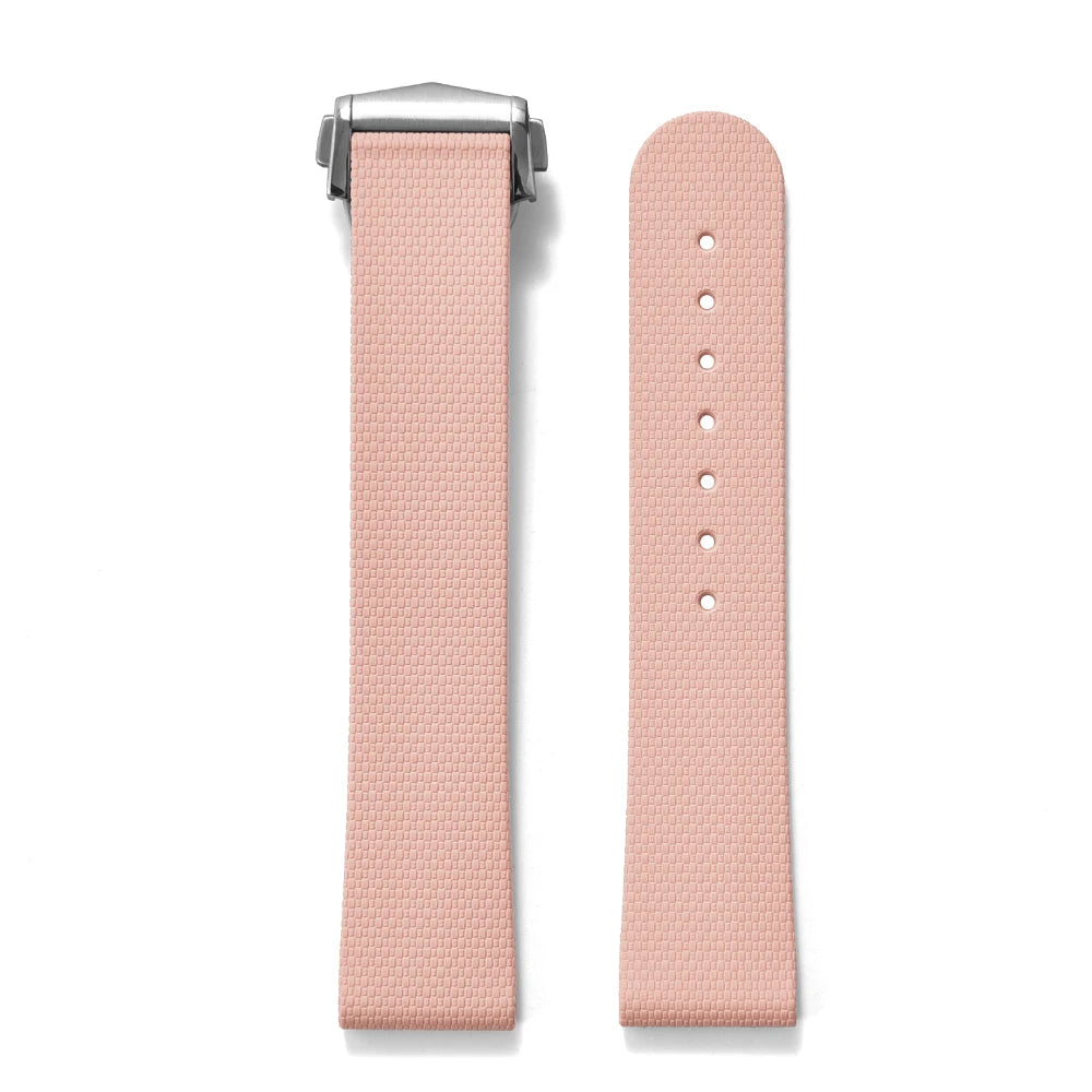 Premium Grade Soft Rubber Strap with Quick Release Deployment Clasp — Palette Colorway Pink with Silver Buckle