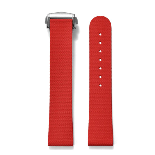 Premium Grade Soft Rubber Strap with Quick Release Deployment Clasp — Palette Colorway Red with Silver Buckle