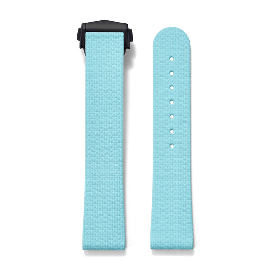Premium Grade Soft Rubber Strap with Quick Release Deployment Clasp — Palette Colorway Sky Blue with Black Buckle