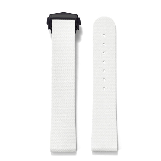 Premium Grade Soft Rubber Strap with Quick Release Deployment Clasp — Palette Colorway White with Black Buckle