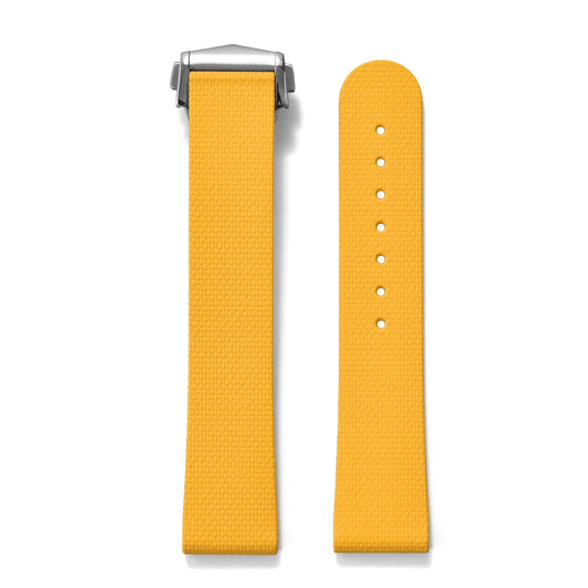 Premium Grade Soft Rubber Strap with Quick Release Deployment Clasp — Palette Colorway Yellow with Silver Buckle
