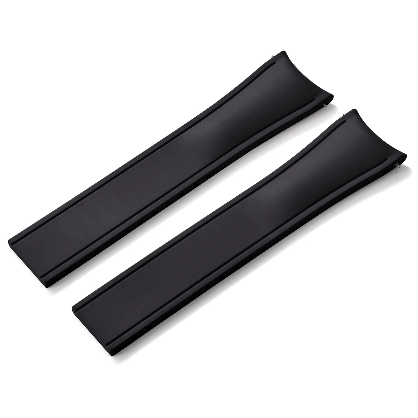 Premium Rubber CTS Curved Strap with Quick Release Butterfly Buckle Black with No Buckle