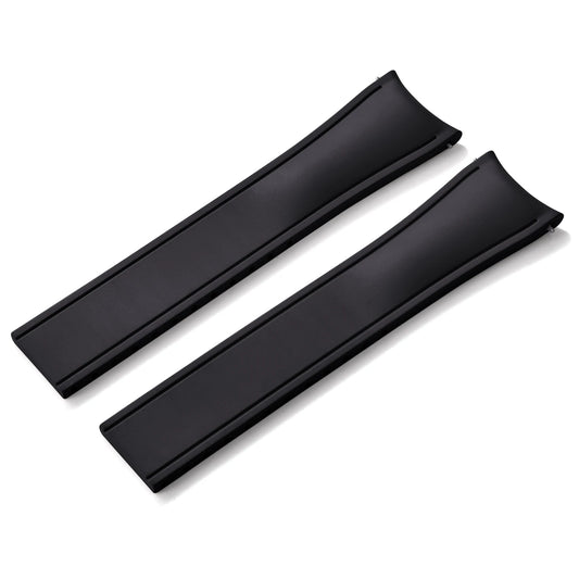 Premium Rubber CTS Curved Strap with Quick Release Butterfly Buckle Black with No Buckle