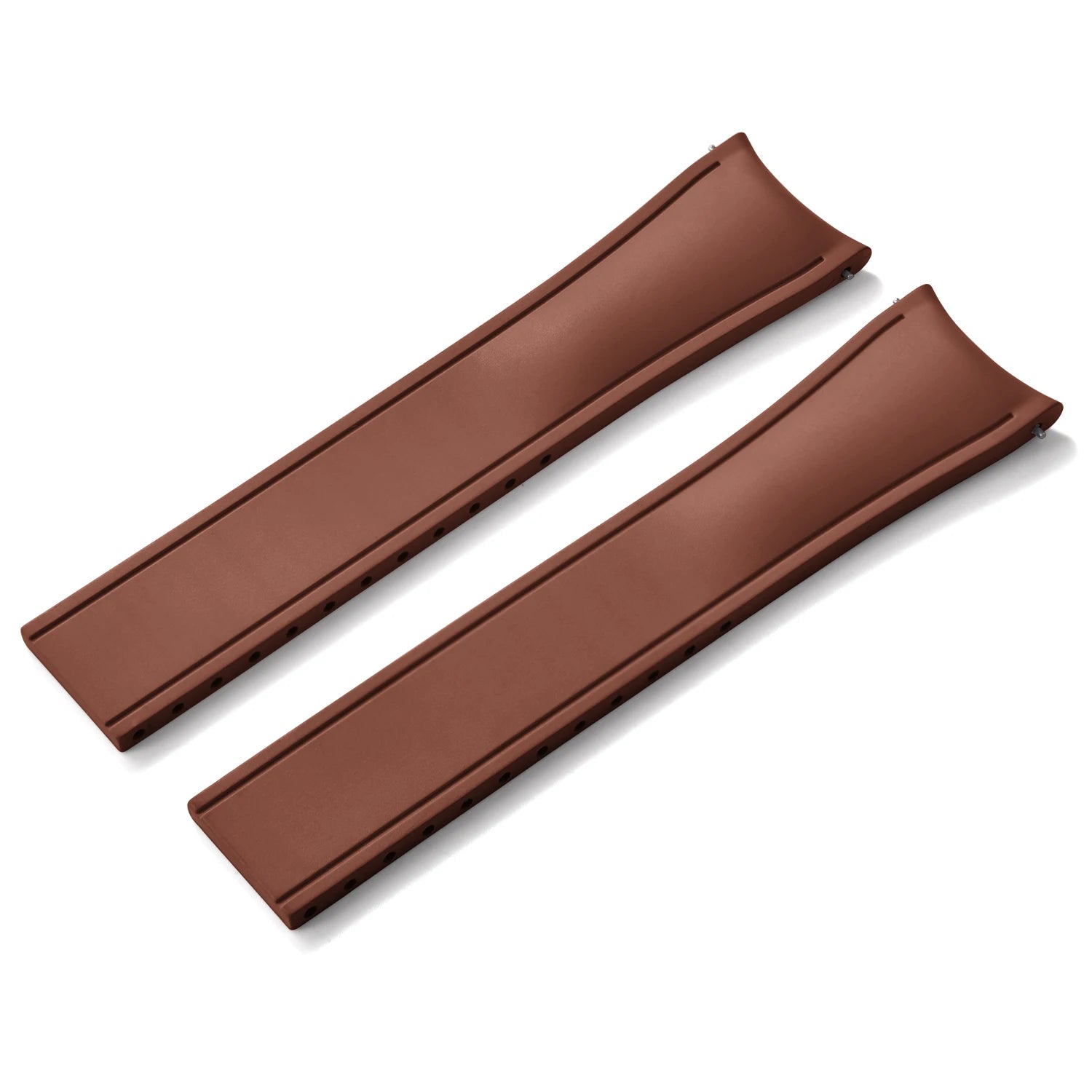 Premium Rubber CTS Curved Strap with Quick Release Butterfly Buckle Brown with No Buckle