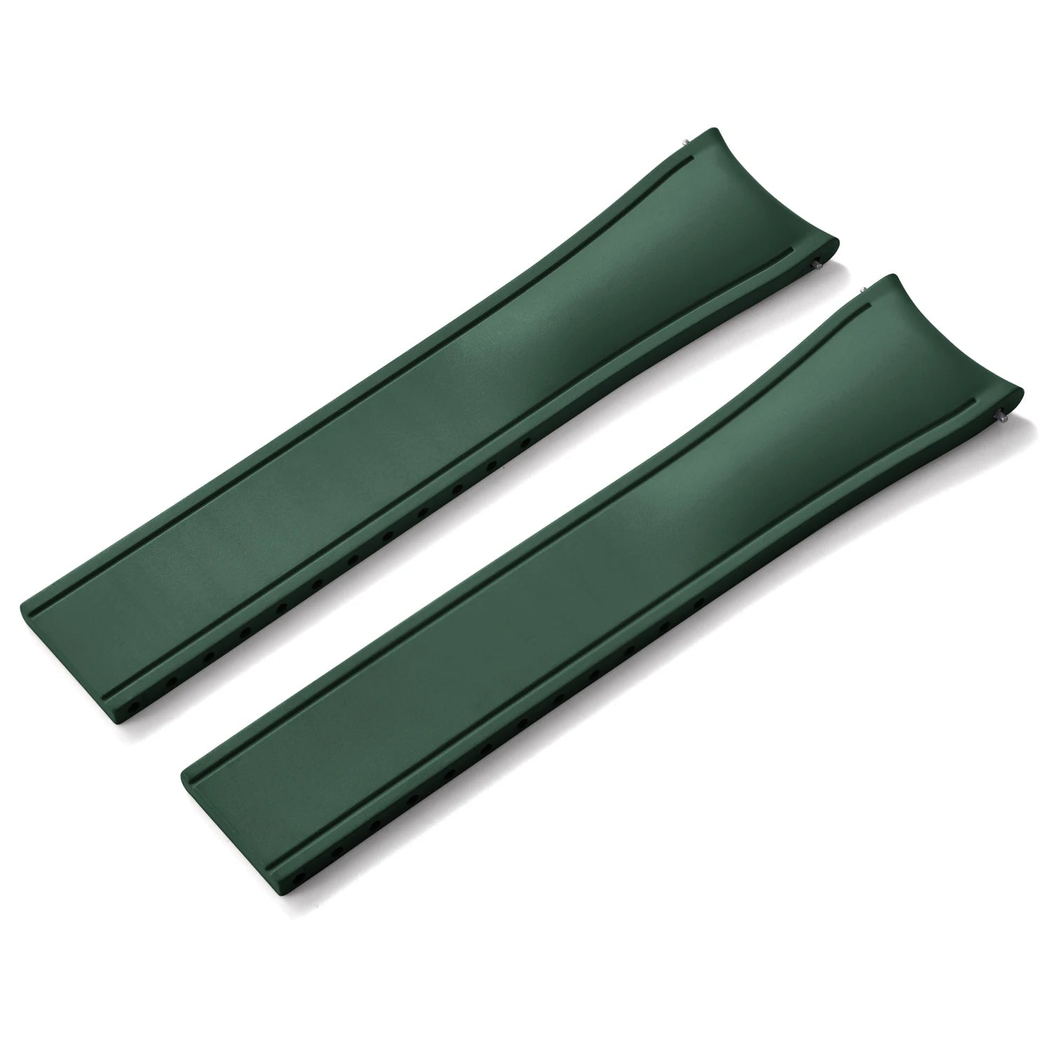 Premium Rubber CTS Curved Strap with Quick Release Butterfly Buckle Forest Green with No Buckle