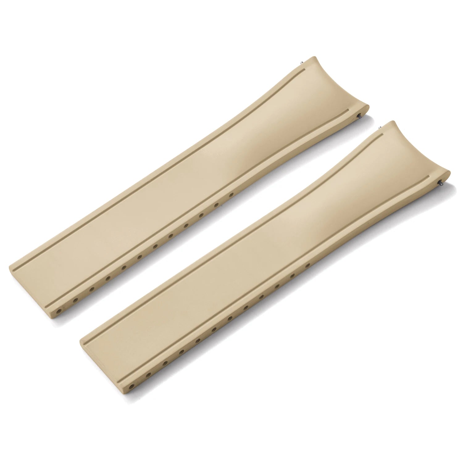 Premium Rubber CTS Curved Strap with Quick Release Butterfly Buckle Khaki with No Buckle