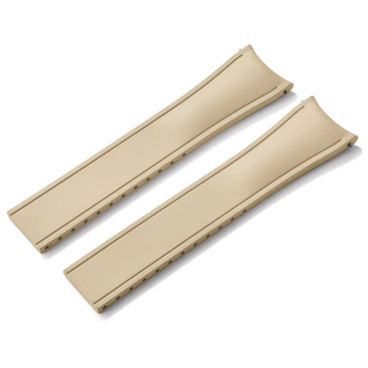 Premium Rubber CTS Curved Strap with Quick Release Butterfly Buckle Khaki with No Buckle
