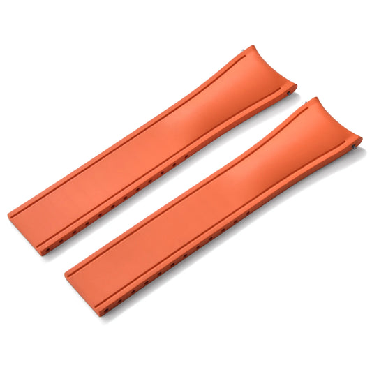 Premium Rubber CTS Curved Strap with Quick Release Butterfly Buckle Orange with No Buckle
