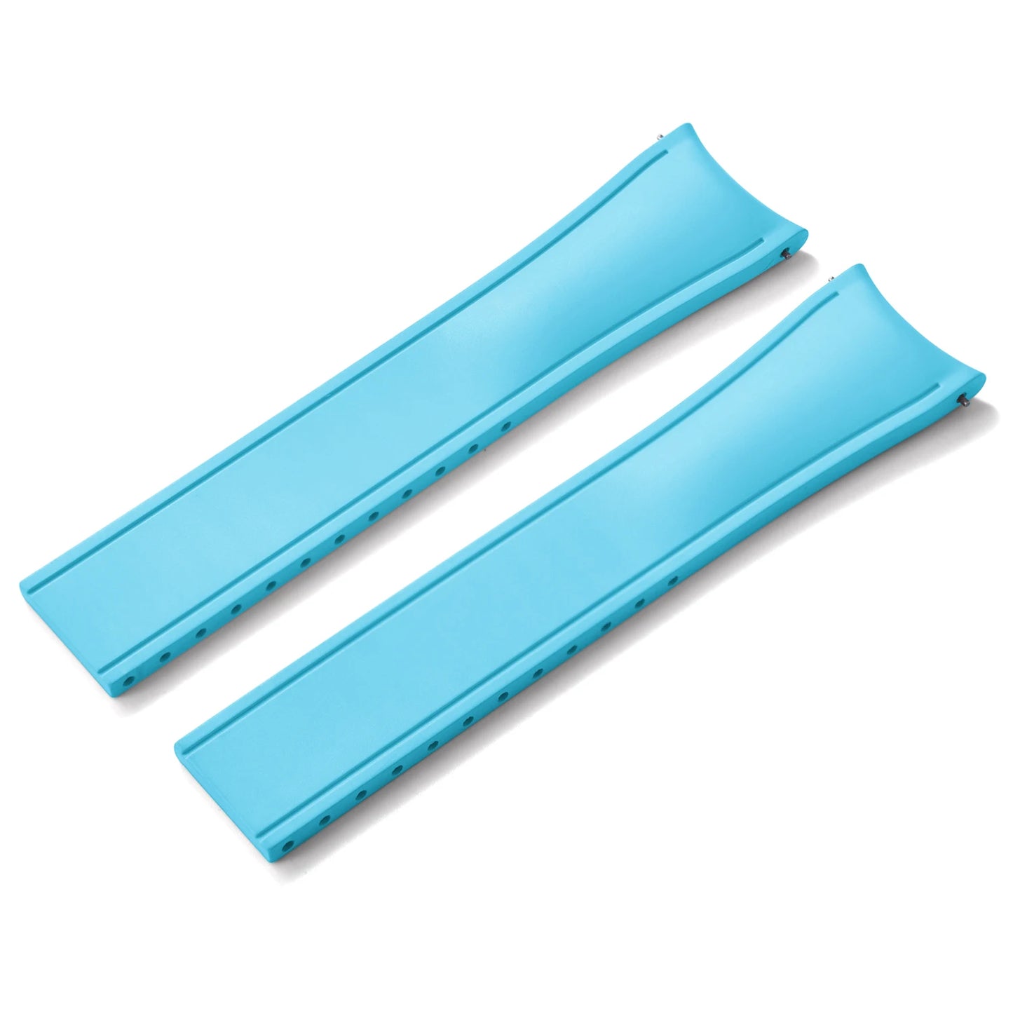 Premium Rubber CTS Curved Strap with Quick Release Butterfly Buckle Sky Blue with No Buckle 