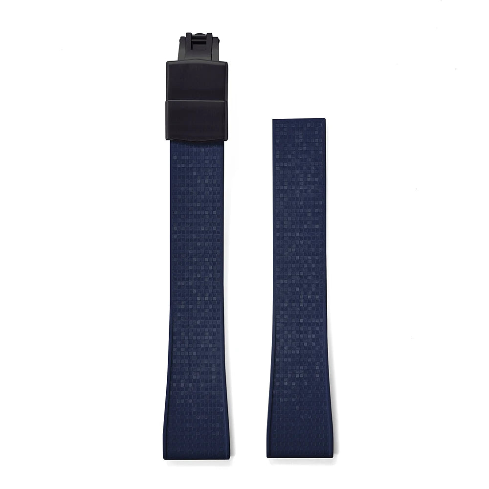 Premium Rubber CTS Mosaic Strap with Quick Release Butterfly Buckle Blue Strap Black Buckle