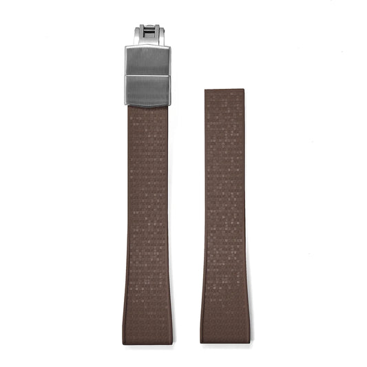 Premium Rubber CTS Mosaic Strap with Quick Release Butterfly Buckle Brown Strap Silver Buckle