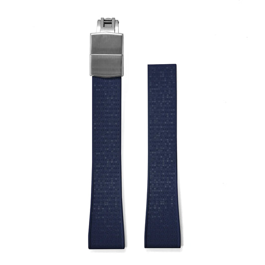 Premium Rubber CTS Mosaic Strap with Quick Release Butterfly Buckle Dark Navy Strap Silver Buckle